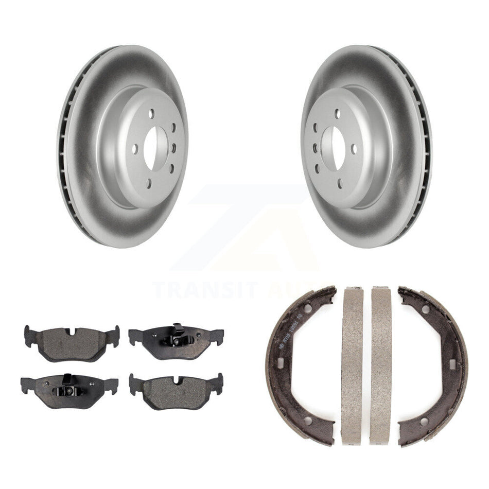 Rear Disc Coated Rotors Semi-Metallic Pads & Parking Brake Shoes Kit For BMW 328i xDrive KGF-103428