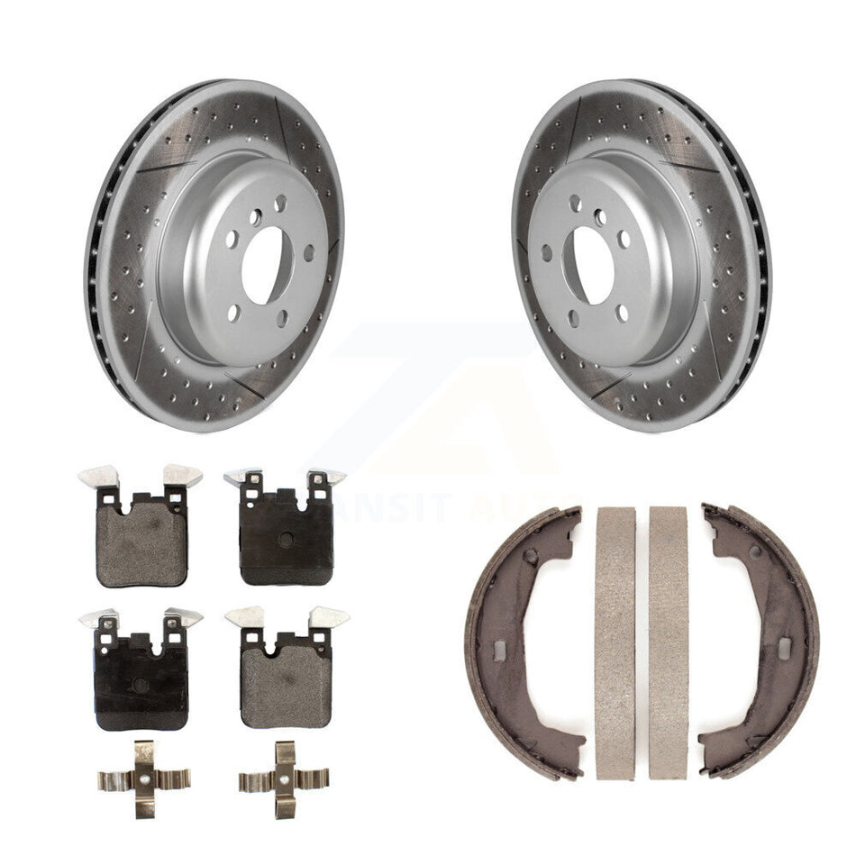 Rear Disc Coated Rotors Semi-Metallic Pads And Parking Shoes Kit For BMW 428i xDrive 328i KGF-103431