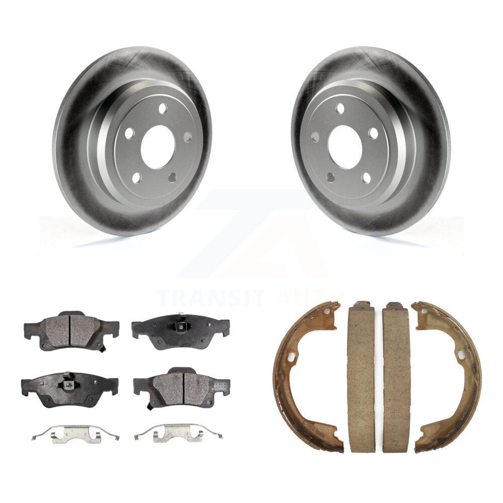Rear Disc Coated Rotors Semi-Metallic Pads Parking Shoes Kit For Dodge Durango Jeep Grand KGF-103442
