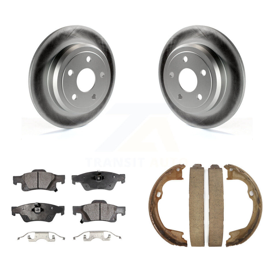 Rear Disc Coated Rotors Semi-Metallic Pads Parking Shoes Kit For Dodge Durango Jeep Grand KGF-103442