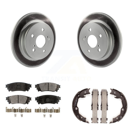 Rear Disc Coated Rotors Semi-Metallic Pads Parking Brake Shoes Kit For Toyota Camry RAV4 KGF-103444