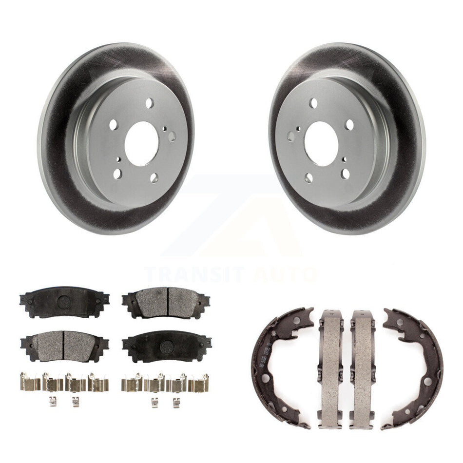Rear Disc Coated Rotors Semi-Metallic Pads Parking Brake Shoes Kit For Toyota Camry RAV4 KGF-103444