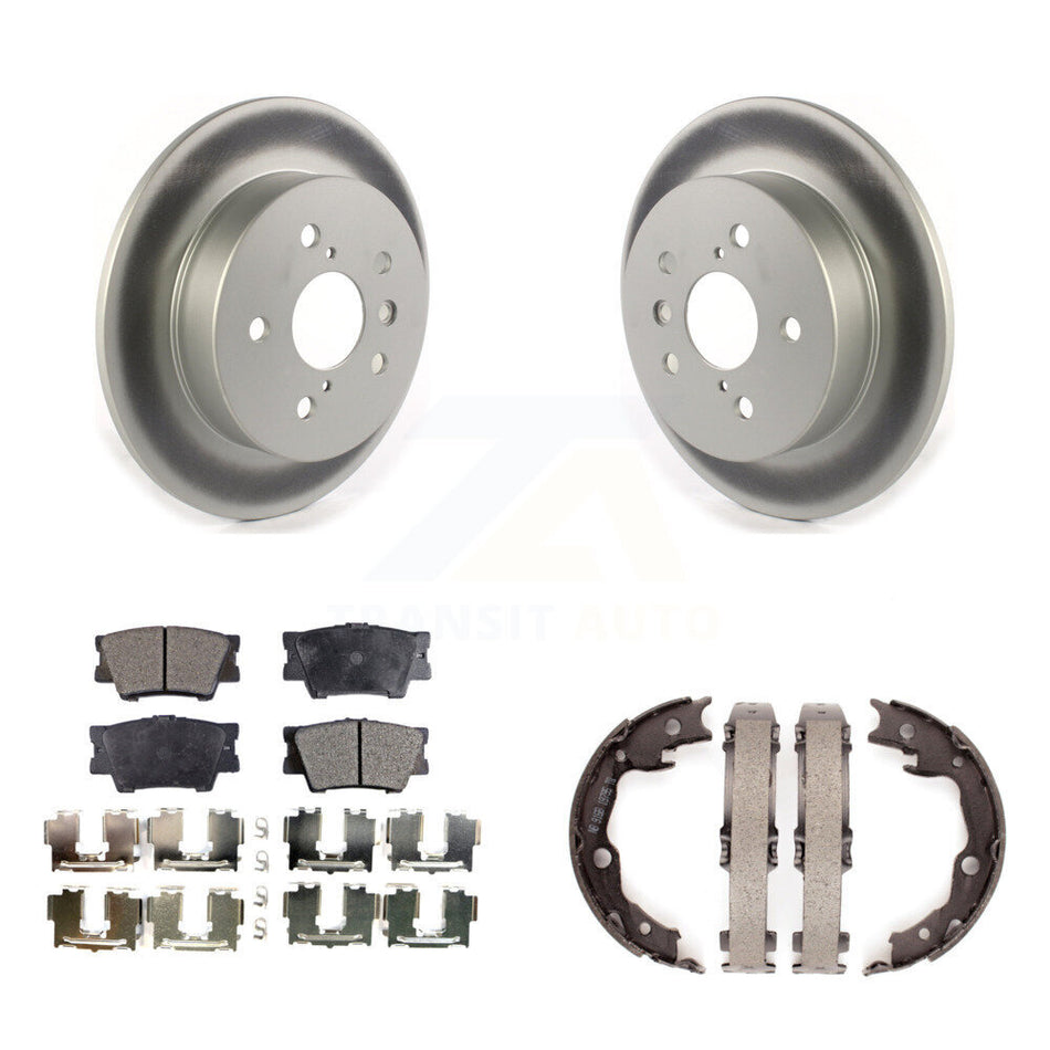 Rear Disc Coated Rotors Semi-Metallic Pads And Parking Brake Shoes Kit For Toyota Camry KGF-103445