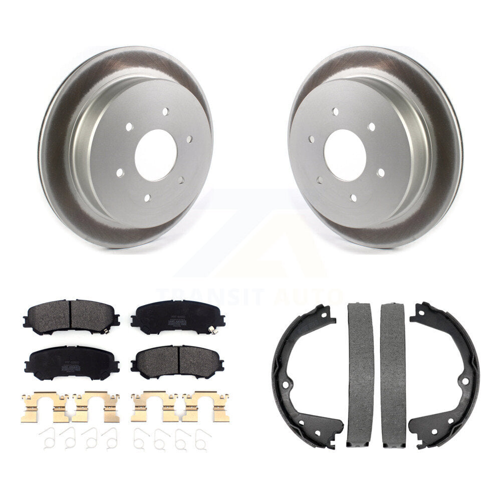 Rear Disc Coated Rotors Semi-Metallic Pads & Parking Shoes Kit For 2017-2023 Nissan TITAN KGF-103446