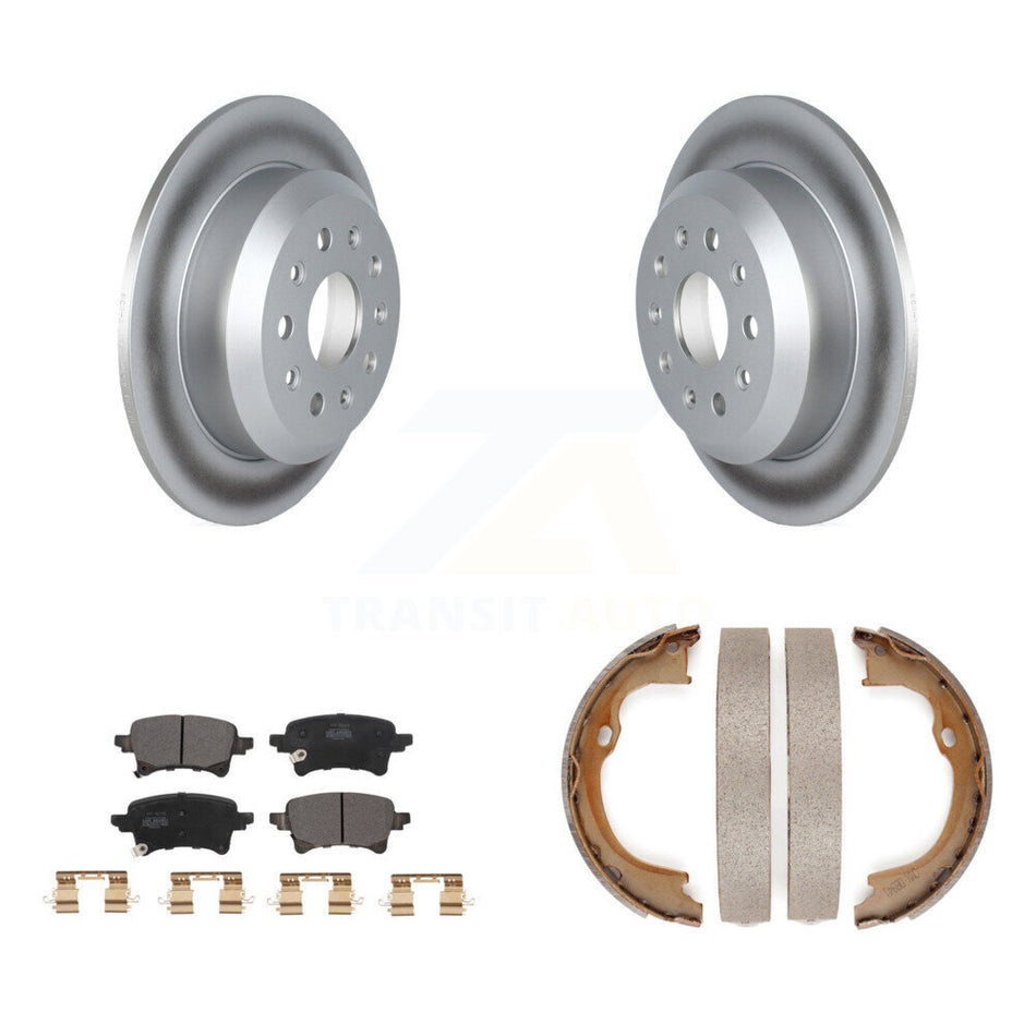 Rear Disc Coated Rotors Semi-Metallic Pads And Parking Brake Shoes Kit For Jeep Wrangler KGF-103450