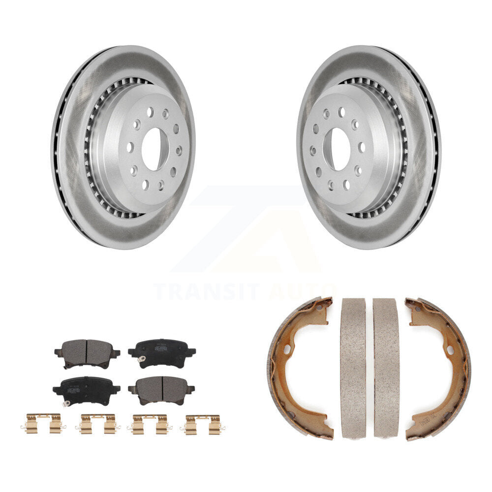 Rear Disc Coated Rotors Semi-Metallic Pads Parking Shoes Kit For Jeep Wrangler Gladiator KGF-103451