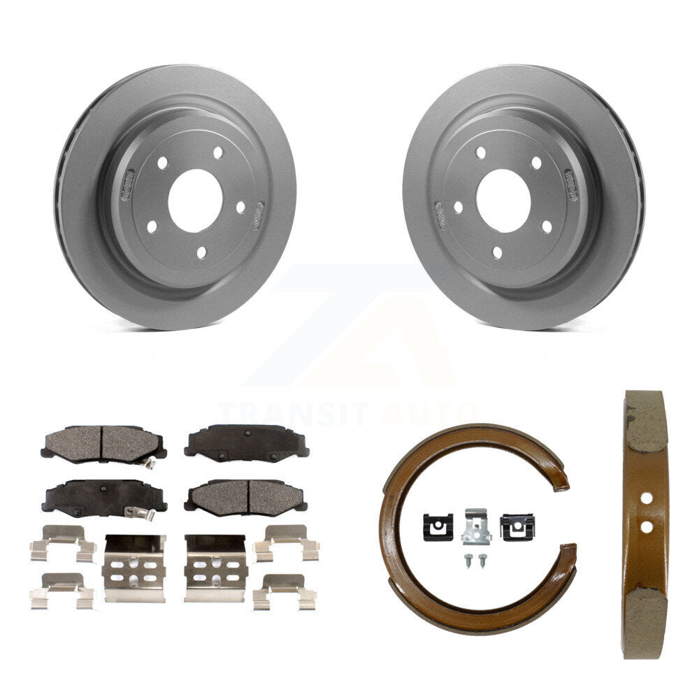 Rear Disc Coated Rotors Semi-Metallic Pads & Parking Shoes Kit For Chevrolet Corvette XLR KGF-103453