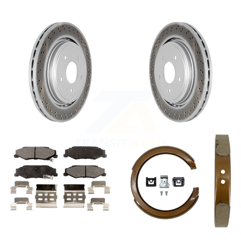 Rear Disc Coated Rotors Semi-Metallic Pads & Parking Shoes Kit For Chevrolet Corvette XLR KGF-103454