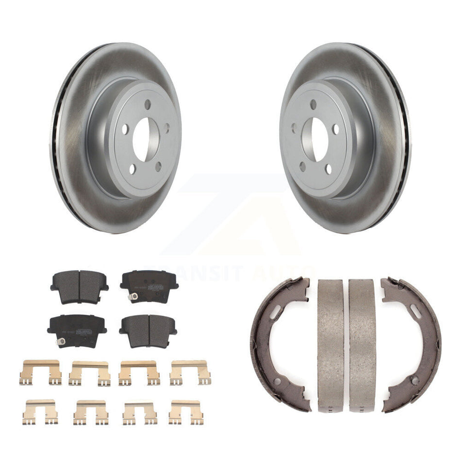 Rear Disc Coated Rotors Semi-Metallic Pads Parking Brake Shoes Kit For Dodge Chrysler 300 KGF-103459