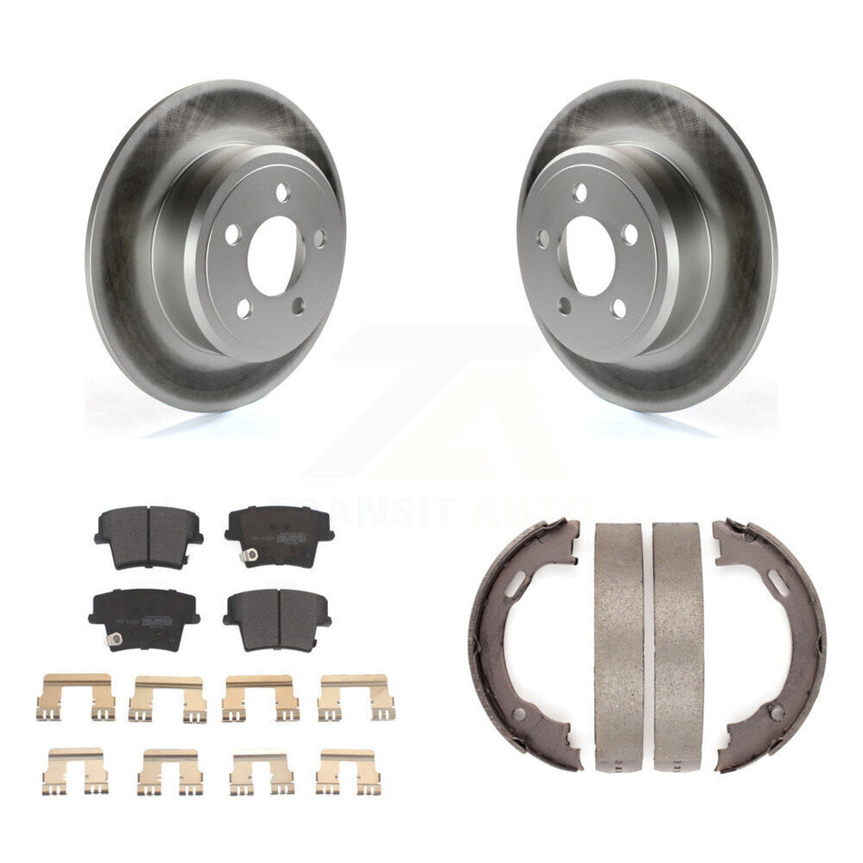 Rear Disc Coated Rotors Semi-Metallic Pads Parking Brake Shoes Kit For Dodge Chrysler 300 KGF-103460