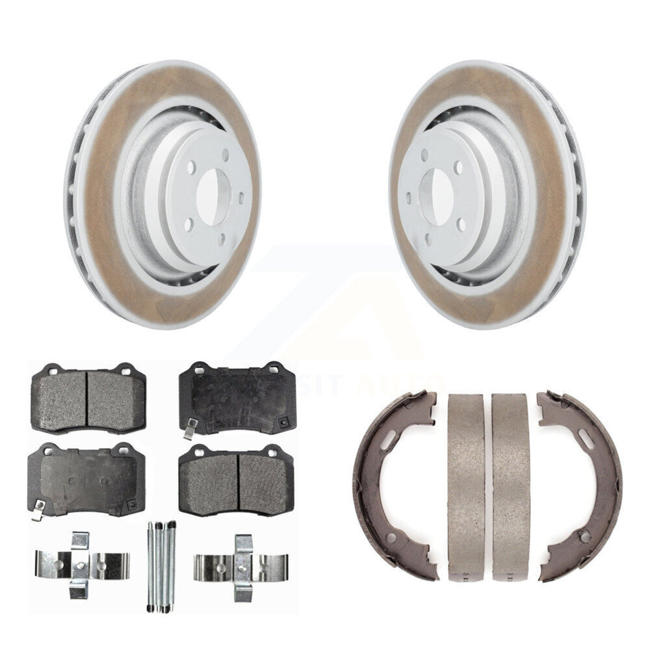 Rear Disc Coated Rotors Semi-Metallic Pads & Parking Shoes Kit For Dodge Charger Chrysler KGF-103461