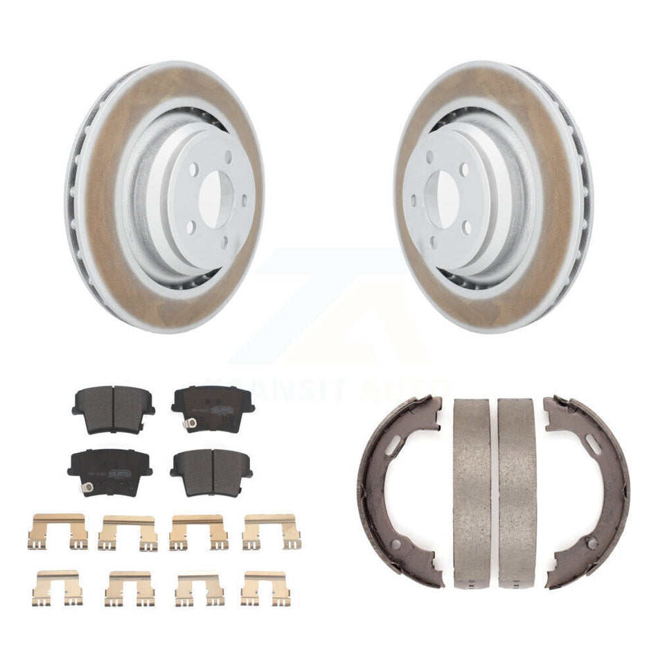 Rear Disc Coated Rotors Semi-Metallic Pads And Parking Brake Shoes Kit For Dodge Charger KGF-103467