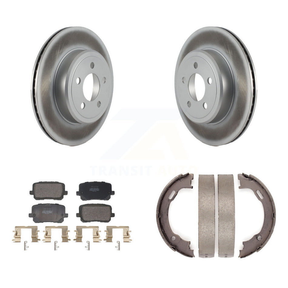 Rear Disc Coated Rotors Semi-Metallic Pads And Parking Brake Shoes Kit For Dodge Charger KGF-103468