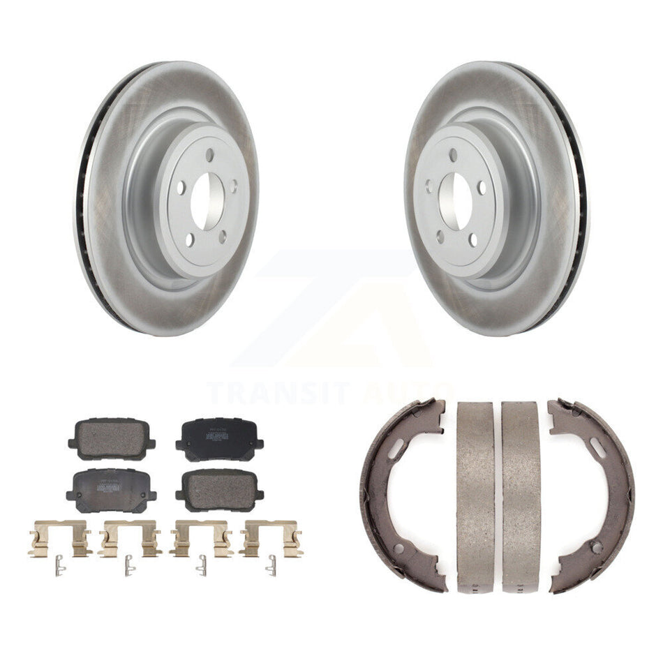 Rear Disc Coated Rotors Semi-Metallic Pads And Parking Brake Shoes Kit For Dodge Charger KGF-103469