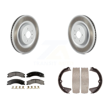 Rear Disc Coated Rotors Semi-Metallic Pads And Parking Shoes Kit For Nissan NV2500 NV3500 KGF-103470