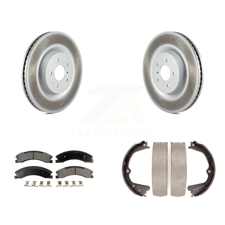 Rear Disc Coated Rotors Semi-Metallic Pads And Parking Shoes Kit For Nissan NV2500 NV3500 KGF-103470