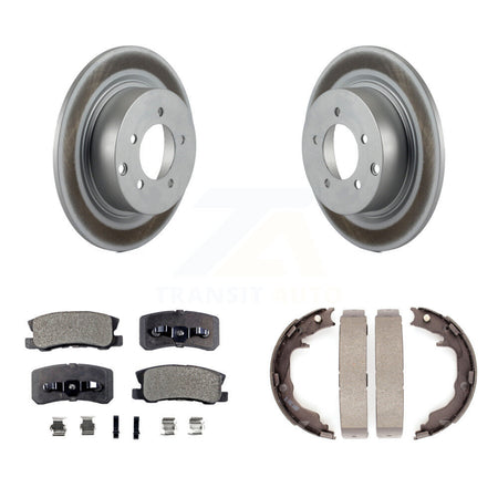 Rear Disc Coated Rotors Semi-Metallic Pads Parking Shoes Kit For Jeep Mitsubishi Patriot KGF-103472