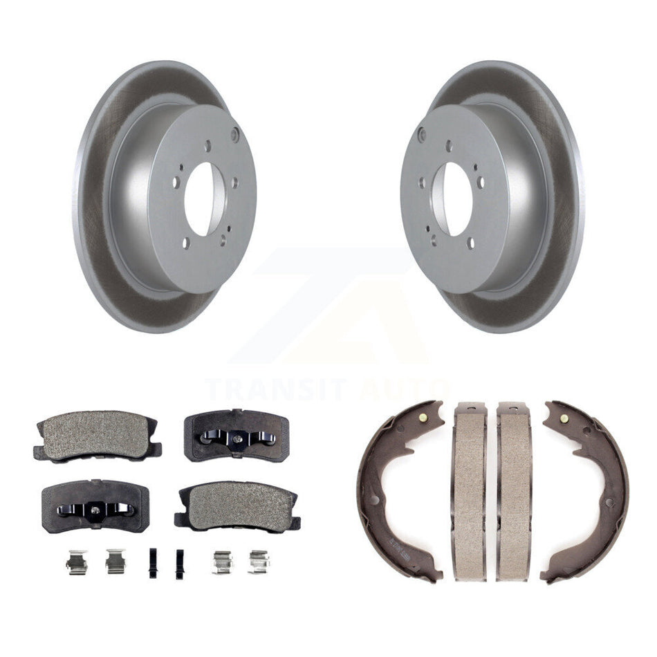 Rear Disc Coated Rotors Semi-Metallic Pads Parking Brake Shoes Kit For Mitsubishi Lancer KGF-103474