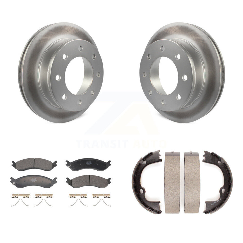 Rear Disc Coated Rotors Semi-Metallic Pads And Parking Shoes Kit For GMC Chevrolet Savana KGF-103481
