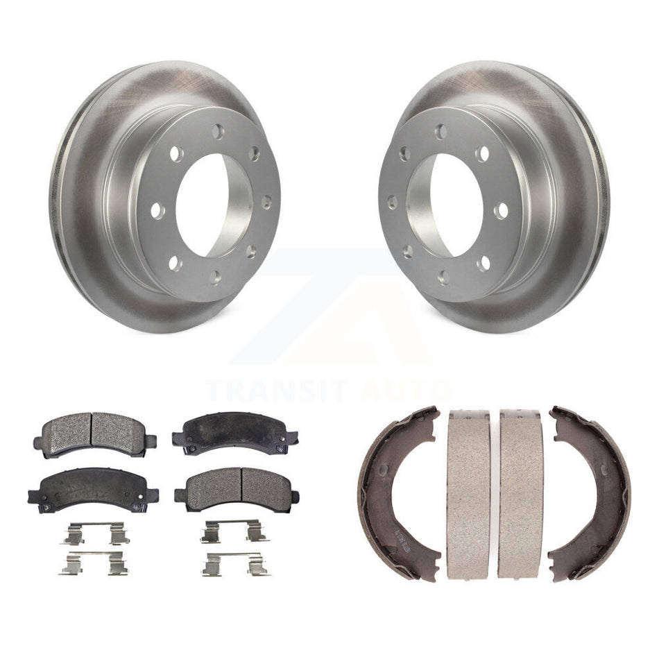 Rear Disc Coated Rotors Semi-Metallic Pads & Parking Shoes Kit For Chevrolet Express 3500 KGF-103483