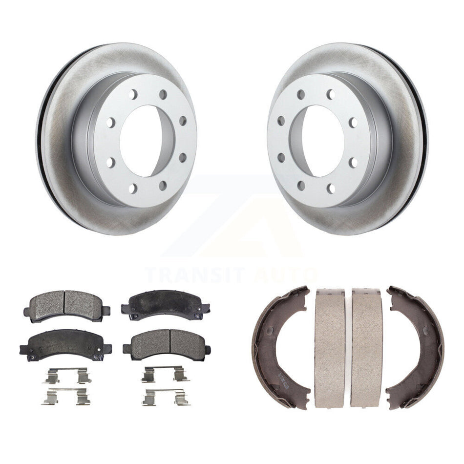 Rear Disc Coated Rotors Semi-Metallic Pads & Parking Shoes Kit For Chevrolet Express 2500 KGF-103485