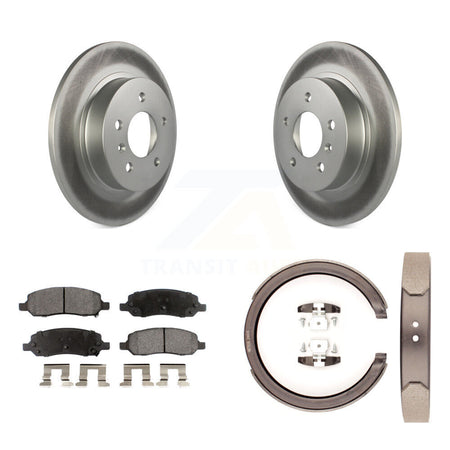 Rear Disc Coated Rotors Semi-Metallic Pads And Parking Brake Shoes Kit For Cadillac DTS KGF-103490