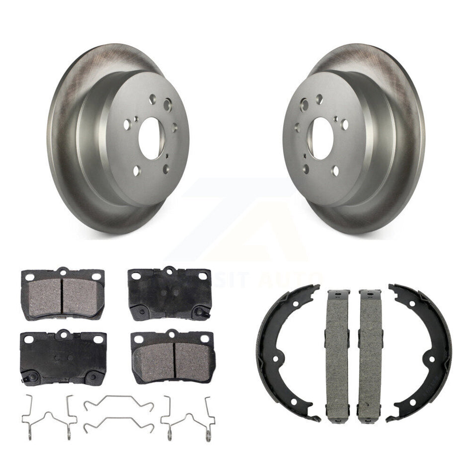 Rear Disc Coated Rotors Semi-Metallic Pads And Parking Brake Shoes Kit For Lexus IS250 KGF-103493