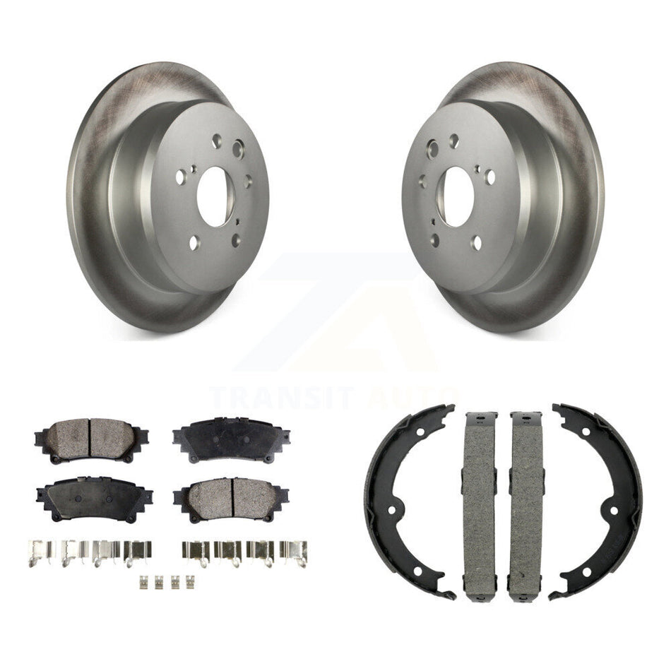 Rear Disc Coated Rotors Semi-Metallic Pads And Parking Brake Shoes Kit For Lexus IS250 KGF-103495