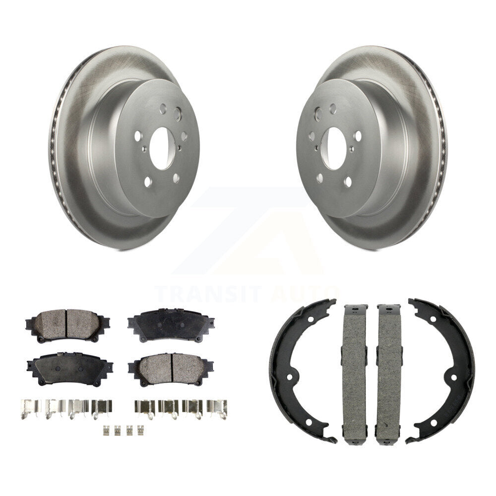 Rear Disc Coated Rotors Semi-Metallic Pads Parking Brake Shoes Kit For Lexus IS350 IS250 KGF-103496