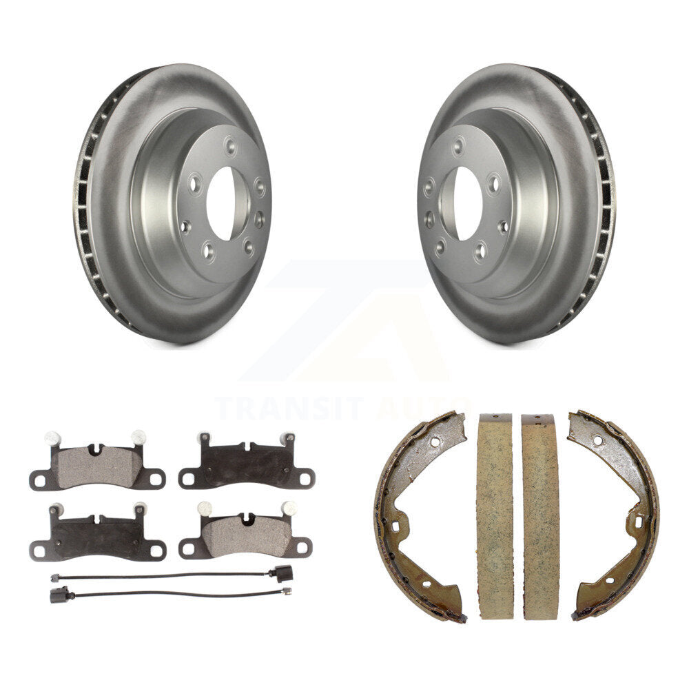 Rear Disc Coated Rotors Semi-Metallic Pads Parking Brake Shoes Kit For Volkswagen Touareg KGF-103497