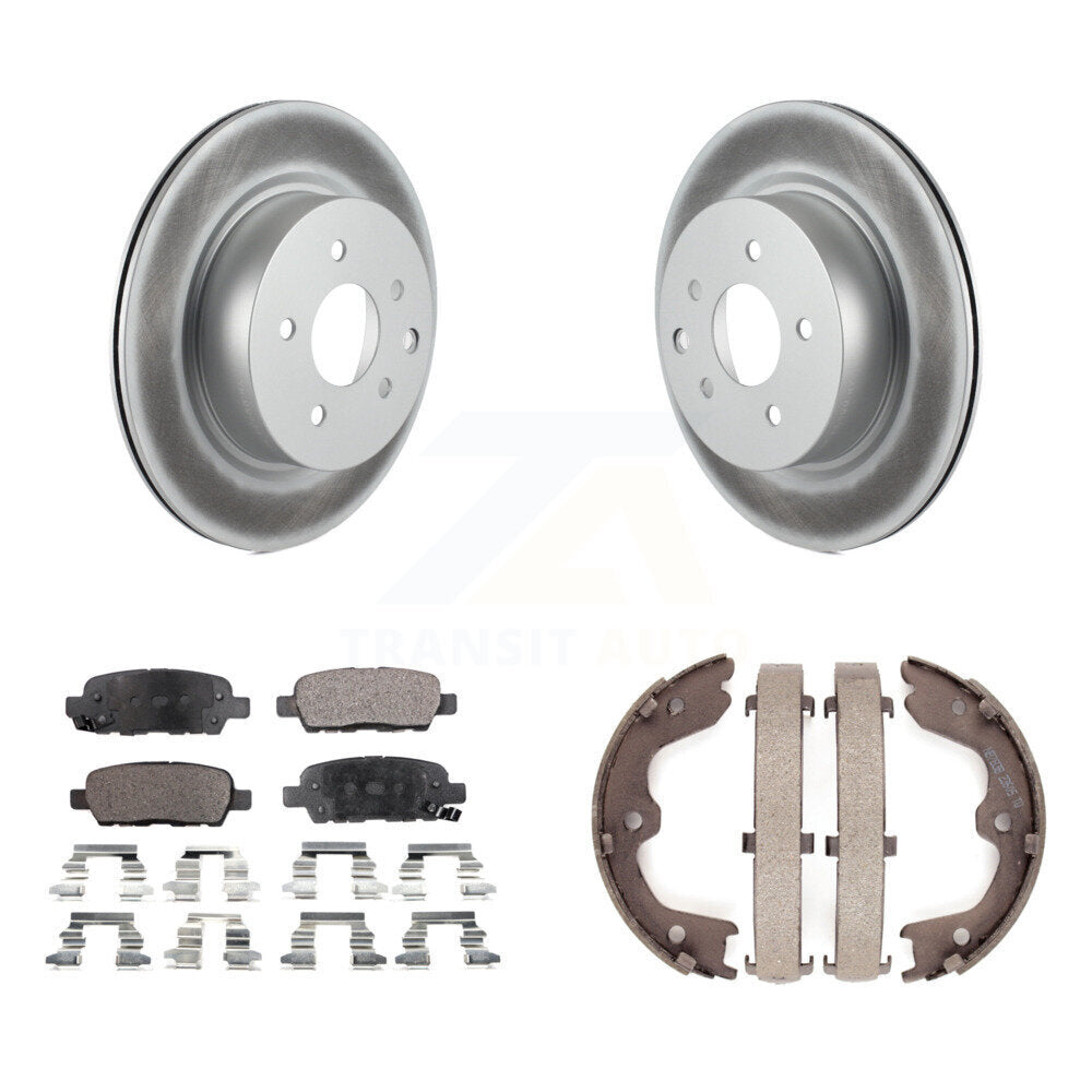 Rear Disc Coated Rotors Semi-Metallic Pads & Parking Shoes Kit For INFINITI Nissan Maxima KGF-103498