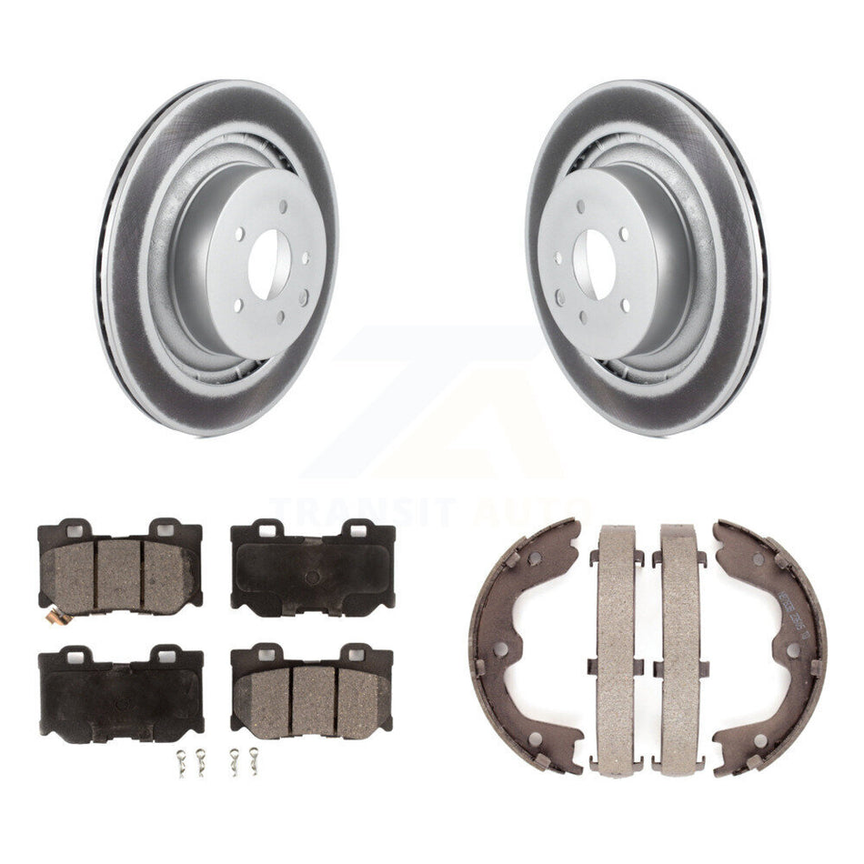 Rear Disc Coated Rotors Semi-Metallic Pads Parking Shoes Kit For INFINITI G37 Nissan 370Z KGF-103499