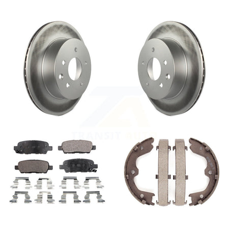 Rear Disc Coated Rotors Semi-Metallic Pads Parking Shoes Kit For INFINITI G35 Nissan 350Z KGF-103501