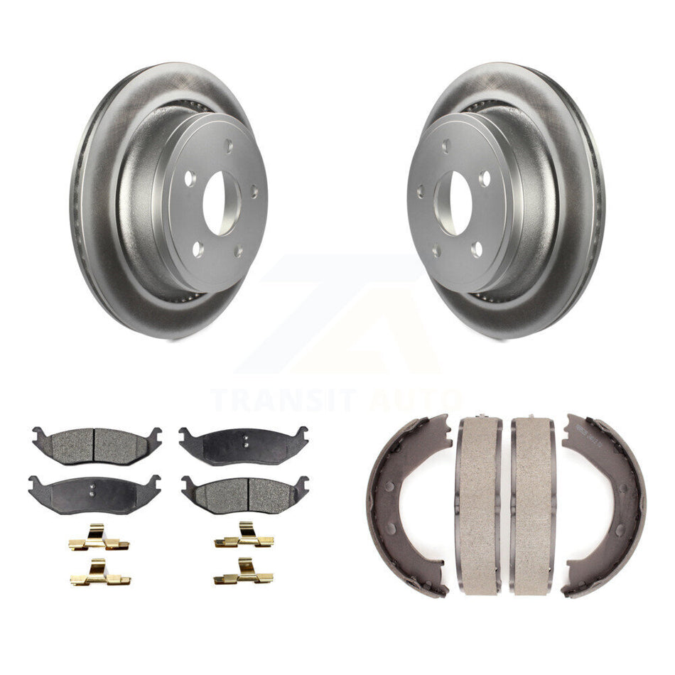 Rear Disc Coated Rotors Semi-Metallic Pads & Parking Shoes Kit For Dodge Ram 1500 Durango KGF-103510