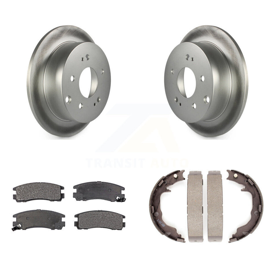 Rear Disc Coated Rotors Semi-Metallic Pads Parking Brake Shoes Kit For Mitsubishi Eclipse KGF-103515