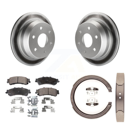 Rear Disc Coated Rotors Semi-Metallic Pads Parking Shoes Kit For Chevrolet GMC Silverado KGF-103516