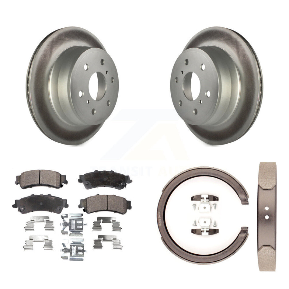 Rear Disc Coated Rotors Semi-Metallic Pads Parking Shoes Kit For GMC Sierra 1500 Classic KGF-103517