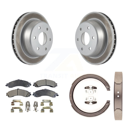 Rear Disc Coated Rotors Semi-Metallic Pads Parking Shoes Kit For Chevrolet GMC Silverado KGF-103518