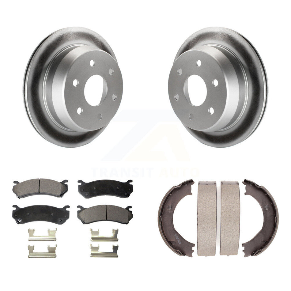 Rear Disc Coated Rotors Semi-Metallic Pads Parking Shoes Kit For Chevrolet Silverado 2500 KGF-103522