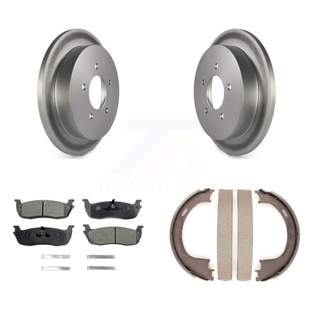 Rear Disc Coated Rotors Semi-Metallic Pads And Parking Shoes Kit For Ford F-150 Heritage KGF-103530