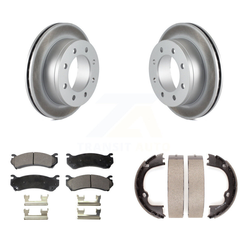 Rear Disc Coated Rotors Semi-Metallic Pads Parking Shoes Kit For GMC Chevrolet Silverado KGF-103531