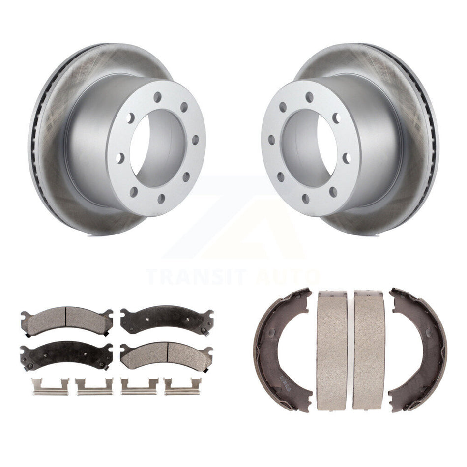 Rear Disc Coated Rotors Semi-Metallic Pads Parking Shoes Kit For Chevrolet GMC Silverado KGF-103532