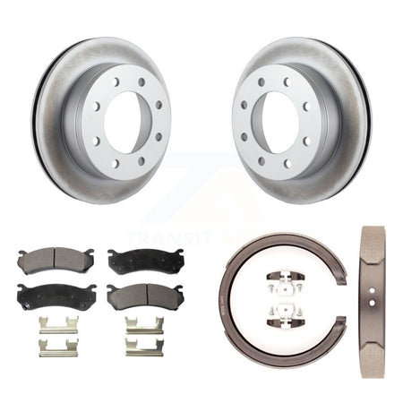 Rear Disc Coated Rotors Semi-Metallic Pads Parking Shoes Kit For GMC Chevrolet Silverado KGF-103535