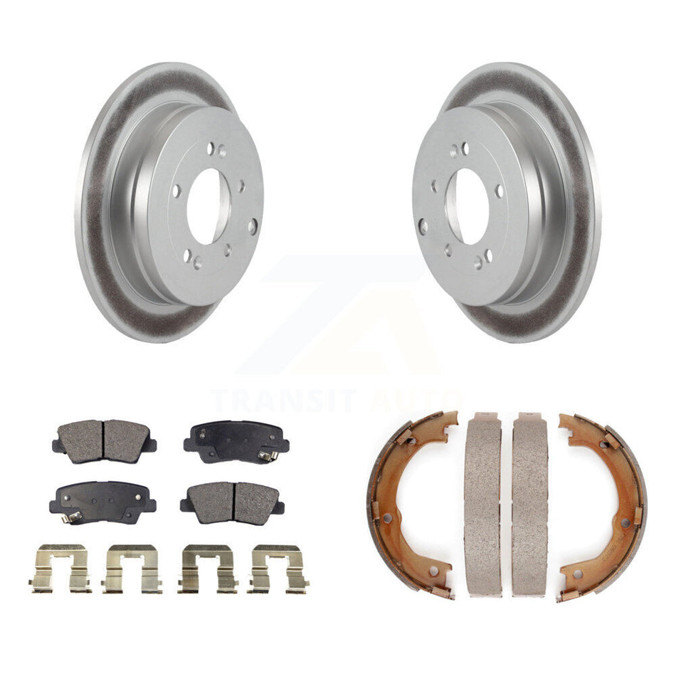 Rear Disc Coated Rotors Semi-Metallic Pads Parking Shoes Kit For Kia Amanti Hyundai Azera KGF-103538