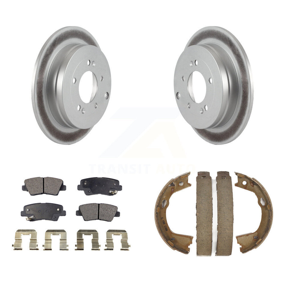 Rear Disc Coated Rotors Semi-Metallic Pads And Parking Brake Shoes Kit For Hyundai Azera KGF-103539
