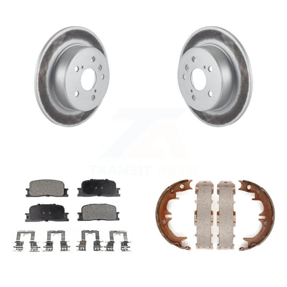 Rear Disc Coated Rotors Semi-Metallic Pads & Parking Shoes Kit For Toyota Highlander AWD KGF-103541