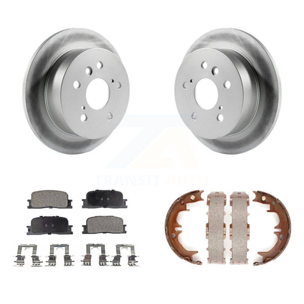 Rear Disc Coated Rotors Semi-Metallic Pads Parking Shoes Kit For Toyota Camry Lexus ES330 KGF-103542