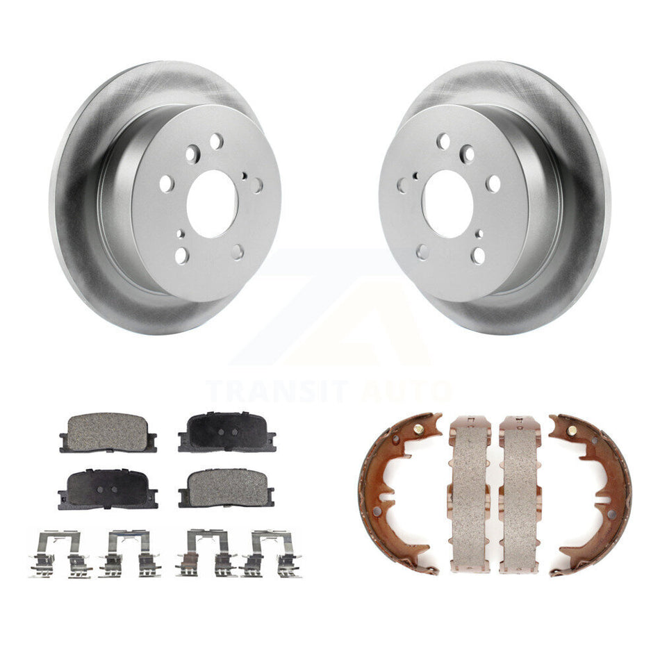 Rear Disc Coated Rotors Semi-Metallic Pads Parking Shoes Kit For Toyota Camry Lexus ES330 KGF-103542