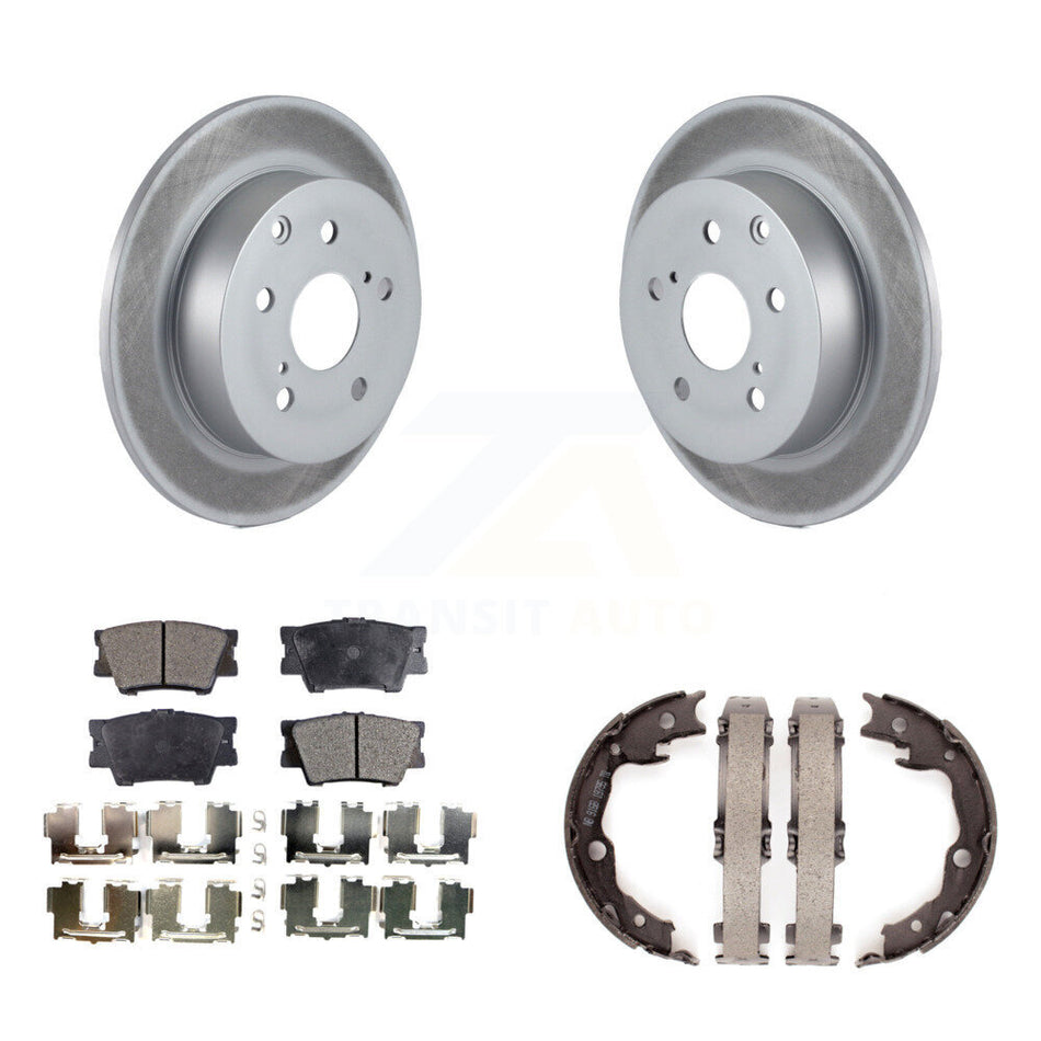 Rear Disc Coated Rotors Semi-Metallic Pads & Parking Shoes Kit For Toyota Matrix Pontiac KGF-103544