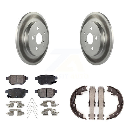 Rear Disc Coated Rotors Semi-Metallic Pads & Parking Shoes Kit For Toyota Matrix Pontiac KGF-103545